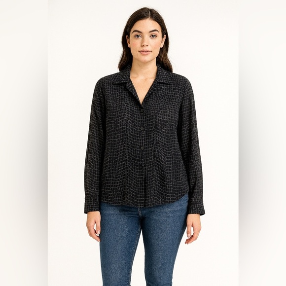 VTG Express Top Button Down Reptile Sheer Silk Slit Sleeve Whimsigoth Y2K 5/6 - Picture 12 of 12